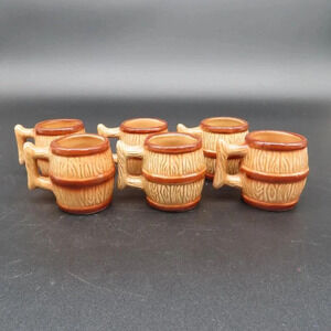 Vintage Barrel Mug Shot Glass Set of 6